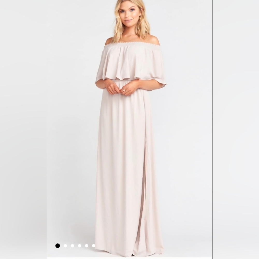 Show Me Your MuMu Cream Maxi Dress with Ruffle Overlay